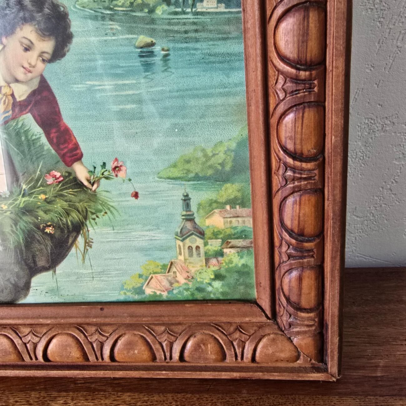 Chromolithographie sous verre – Ange gardien – Image 9