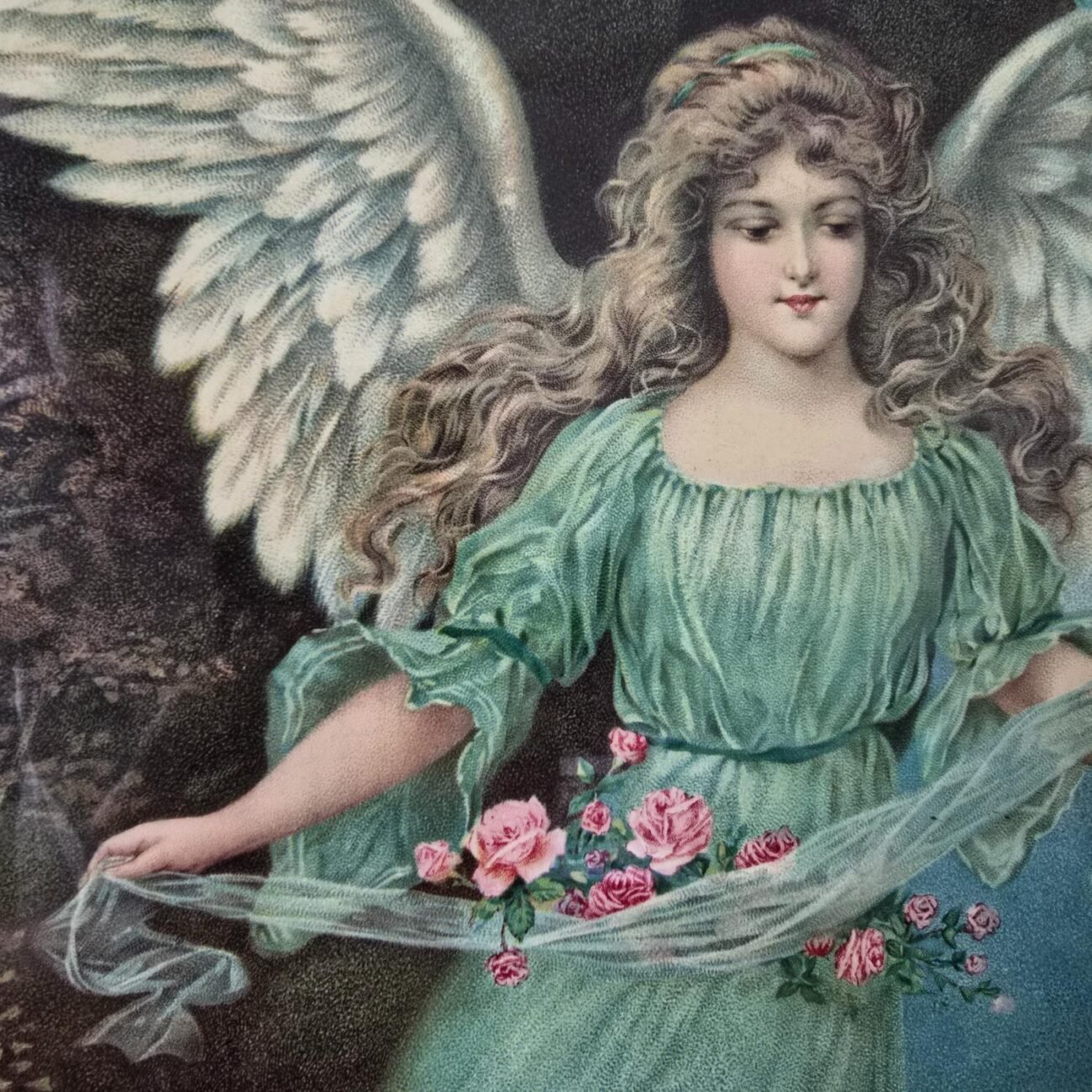 Chromolithographie sous verre – Ange gardien – Image 2