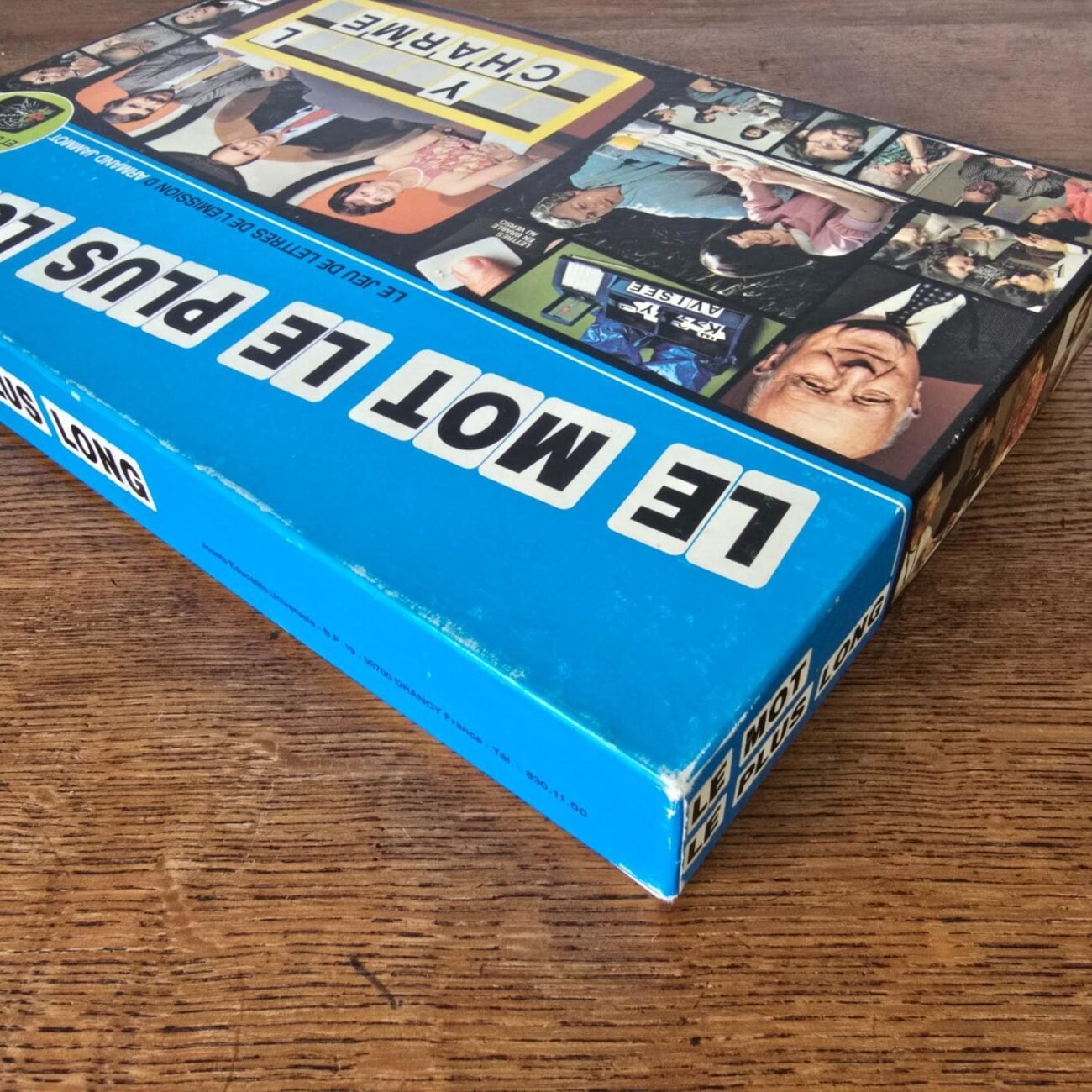 Couvercle du jeu vintage Le mot le plus long avec photos d’Armand Jammot et Patrice Laffont.