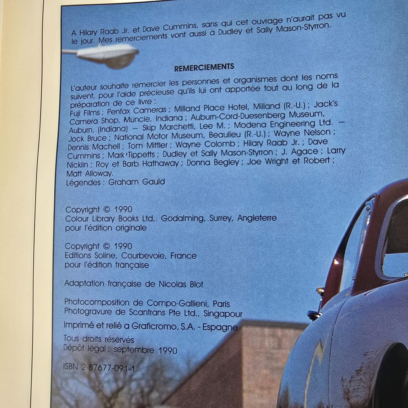 Zoom sur les crédits et remerciements du livre Ferrari – Histoire d’une Passion